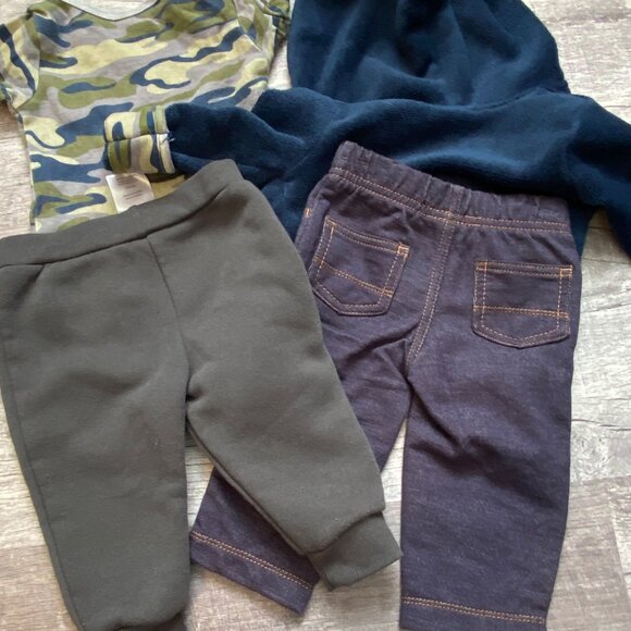 Baby Clothing Bundle: Moose Hoodie Spider-Man Pants Camo Onesie & Denim Pants 3- - Picture 9 of 9